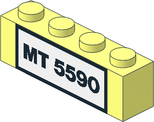 Brick  1 x  4 with License Plate "MT 5590" Sticker