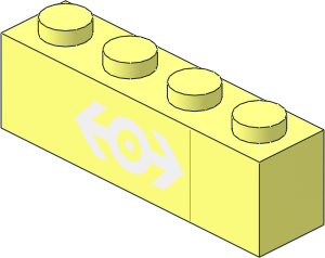 Brick  1 x  4 with White Train Logo Sticker