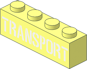 Brick  1 x  4 with White "TRANSPORT" Stencil Pattern