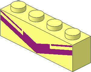 Brick  1 x  4 with Magenta Chevron Pattern
