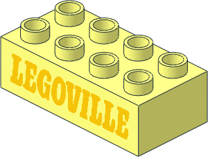 Duplo Brick  2 x  4 with Yellow "LEGOVILLE" Pattern