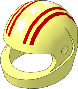 Minifig Helmet Standard with Red Lines and White Stars Pattern