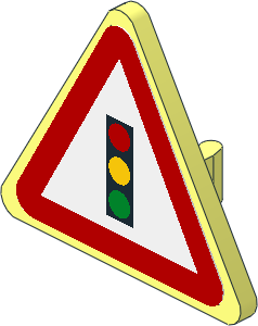 Roadsign Clip-on  2.2 x  2.667 Triangular with Traffic Light Sticker