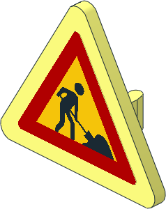 Roadsign Clip-on 2.2 x 2.667 Triangular with Worker and 1 Pile Pattern Sticker