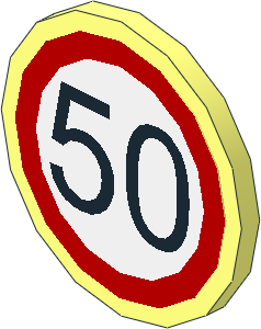 Roadsign Clip-on  2 x  2 Round with Sticker "50"
