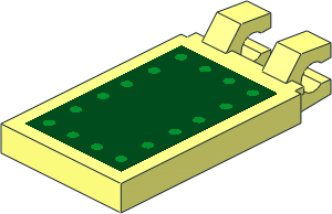 Tile  2 x  3 with Clips Horizontal (Angled Clips) with Dark Green Cover Sticker