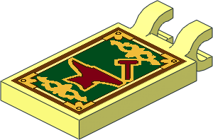 Tile  2 x  3 with Clips Horizontal (Thick U-Clips) with Anvil, Hammer and Gold Border Sticker