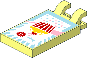 Tile  2 x  3 with Clips Horizontal (Thick U-Clips) with Cupcake Sticker