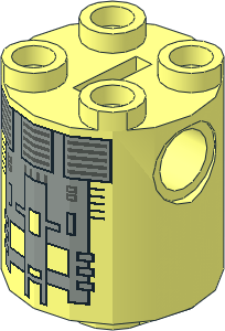 Cylinder  2 x  2 x  2 Robot Body with Grey Squares Pattern