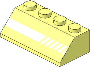 Slope Brick 45  2 x  4 with White Horizontal Line Sliced Left Sticker