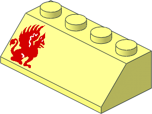 Slope Brick 45  2 x  4 with Red Dragon Left Pattern