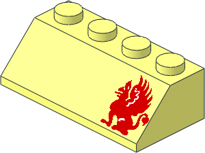 Slope Brick 45  2 x  4 with Red Dragon Right Pattern