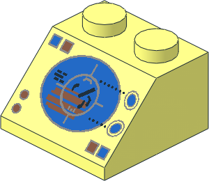 Slope Brick 45  2 x  2 with Blue/Copper Radar Display Pattern