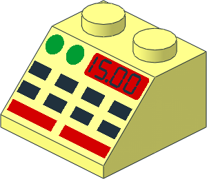 Slope Brick 45  2 x  2 with Buttons and "15.00" Pattern