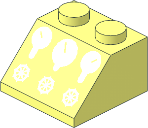 Slope Brick 45  2 x  2 with 3 Gauges and 3 Knobs Pattern
