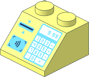 Slope Brick 45  2 x  2 with Cash Register with "9.99", Card Slot and Contactless Payment Pattern