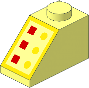 Slope Brick 45  2 x  1 with 3 Buttons 3 Lamps on Yellow Pattern