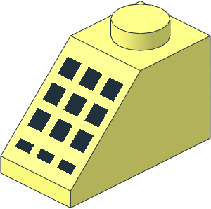 Slope Brick 45  2 x  1 with 9 + 3 Black Buttons Pattern