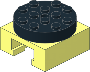 Turntable  4 x  4 x  2 Locking with Grooved Base and Black Top (Complete)