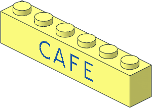 Brick  1 x  6 without Centre Studs with Blue Thin "CAFE" Pattern