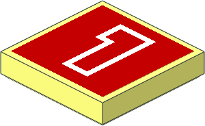 Tile  2 x  2 with Number "1" Red with White Outline Sticker