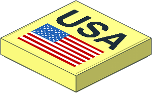 Tile  2 x  2 with "USA" and United States Flag Sticker