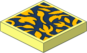 Tile  2 x  2 with Bright Light Orange Flower Patterns on Dark Blue Background Sticker