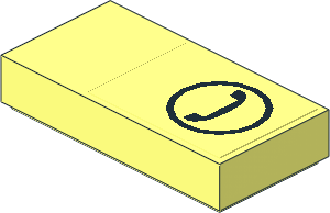 Tile  1 x  2 with Black Telephone Receiver in Circle Sticker
