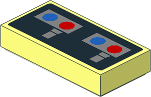 Tile  1 x  2 with Silver Controls and Blue and Red Dots Sticker