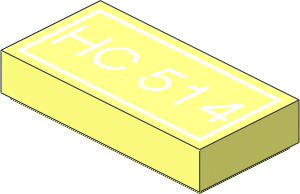 Tile  1 x  2 with White "HC514" Pattern