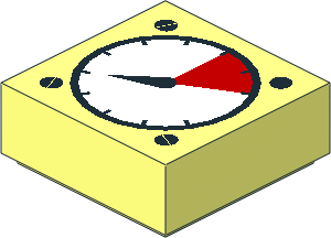 Tile  1 x  1 with White and Red Dial, Black Needle and 4 Black Screw Heads Pattern