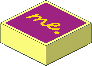 Tile  1 x  1 with Yellow "me." Script on Magenta Background Pattern