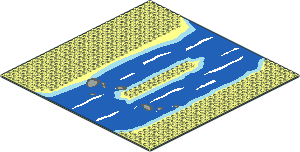 Baseplate 32 x 32 Road 7-Stud Refuge with River Pattern