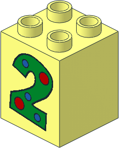 Duplo Brick  2 x  2 x  2 with "2" with Polka Dots Pattern