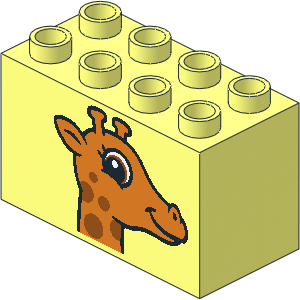 Duplo Brick  2 x  4 x  2 with Giraffe Head Pattern