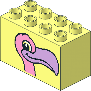 Duplo Brick  2 x  4 x  2 with Flamingo Head Pattern