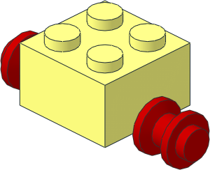 Brick  2 x  2 with Red Double Wheels (Complete)