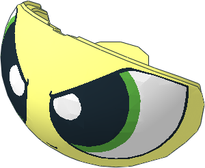 ~Minifig Head Powerpuff Girls Face with Buttercup Pattern