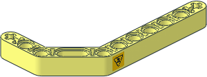 Technic Beam  3 x  3.8 x  7 Liftarm Bent 45 Double with Black Overhead Load Danger Sign on Yellow Background Right Model Sticker