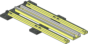 Train Track 12V Slotted Straight with Conductive Centre Rail without Sockets (Complete)