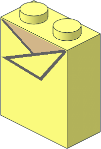 Brick  1 x  2 x  2 with Tan Triangle and Dark Bluish Grey Triangle Outline Pattern