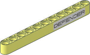 Technic Beam 11 with Silver "DEFENDER" on White Sticker