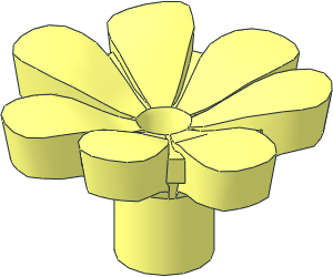 Plant Flower with  7 Alternate Petals with Bar and Pin Hole