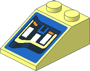 Slope Brick 33  3 x  2 with Headlamp on Blue Background Right Sticker