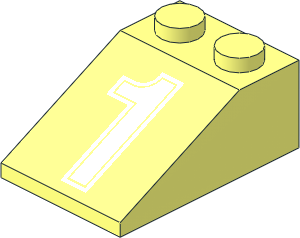 Slope Brick 33  3 x  2 with White "1" Outlined Pattern
