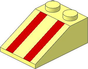 Slope Brick 33  3 x  2 with Red Stripes Pattern