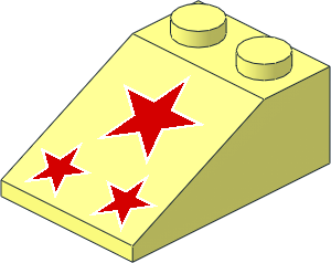 Slope Brick 33  3 x  2 with Red Stars Pattern