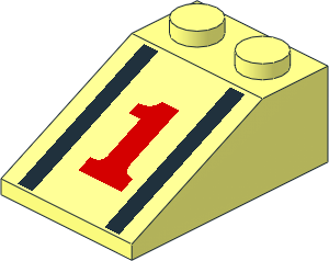 Slope Brick 33  3 x  2 with Red "1" and Black Stripes Pattern