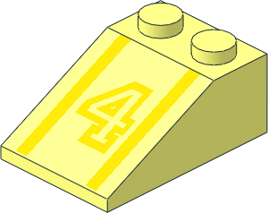 Slope Brick 33  3 x  2 with Yellow "4" and Stripes Pattern