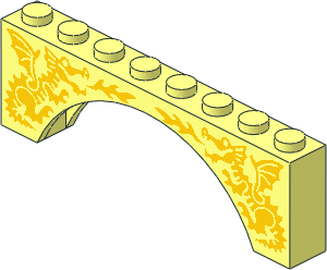 Arch  1 x  8 x  2 with Yellow Dragons Pattern